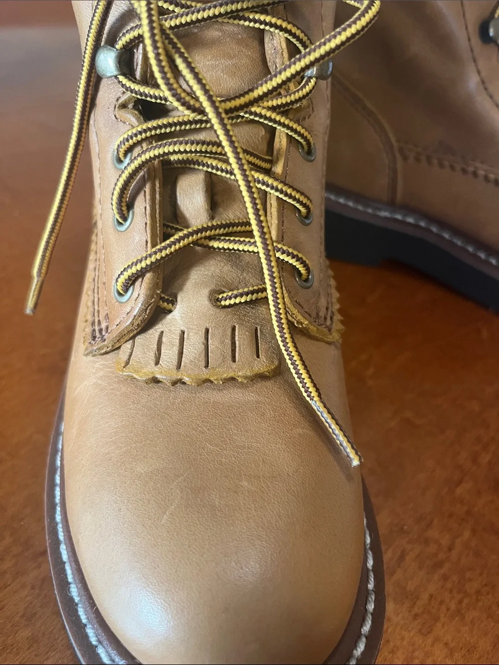 Georgia Boot Kids Brown Lace-Up Rain & Snow Boots with Yellow Laces